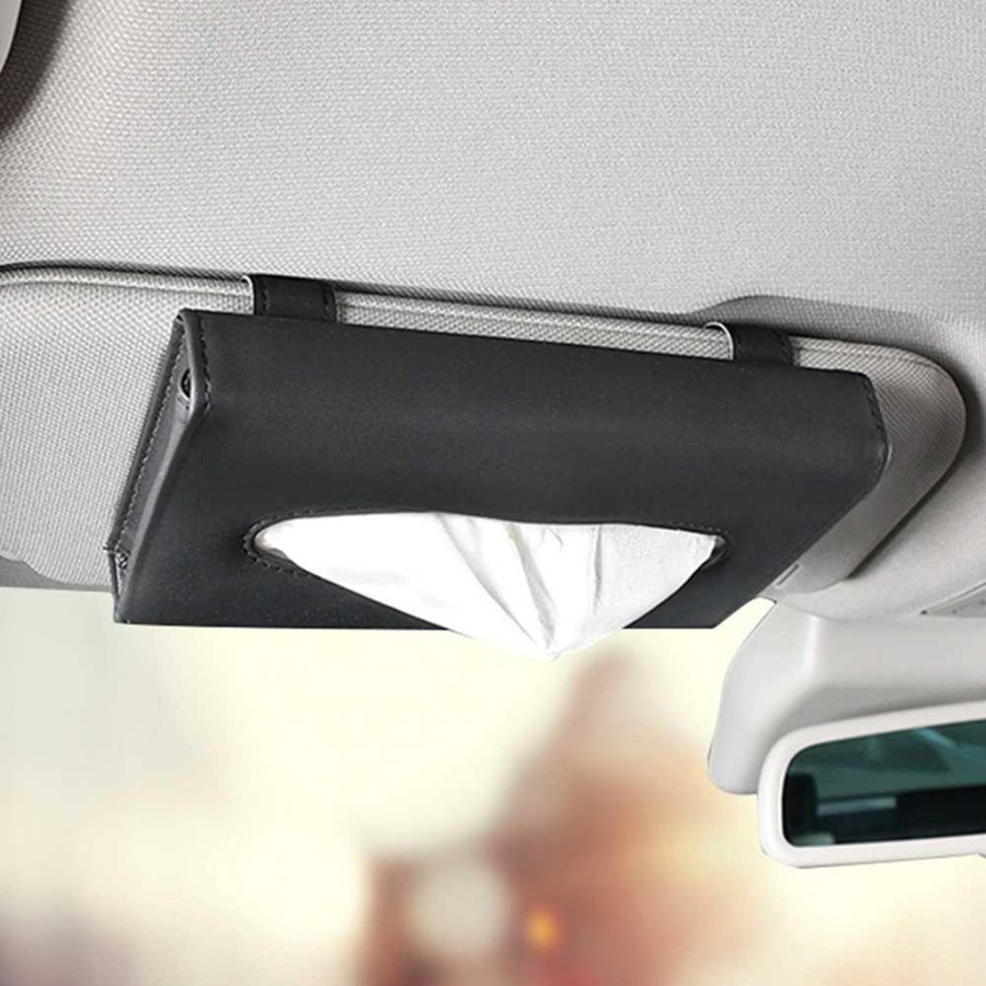 Tempat Tisu Mobil Car Sun Visor Hanging Tissue Organizer Case - EA311 - Black