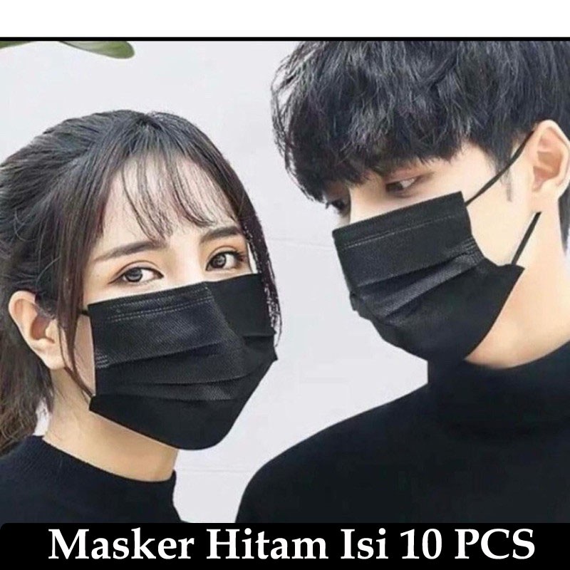 Masker Hitam , Putih dan Biru 3ply Isi 50PCS / Masker Korea Warna Termurah