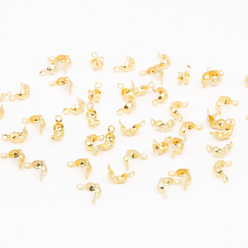 100 pcs dari 4*7mm konektor gesper fitting end crimping bead konektor perakitan untuk perhiasan DIY