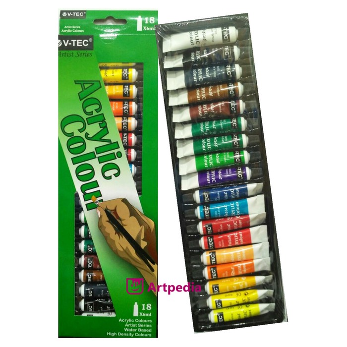 

[Promo] V TEC ACRYLIC COLOURS 6 ML SET 18 V TEC CAT AKRILIK 18 WARNA Berkualitas