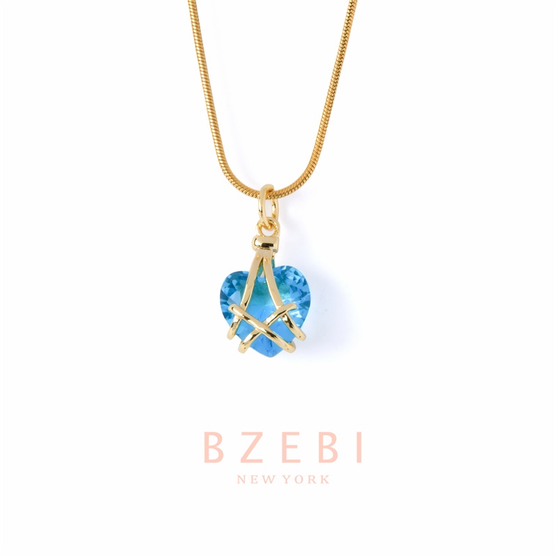 Bzebi Barbie Kalung Rantai Titanium Steel Lapis Emas Dengan Liontin Hati Pink Untuk Wanita 398n-1