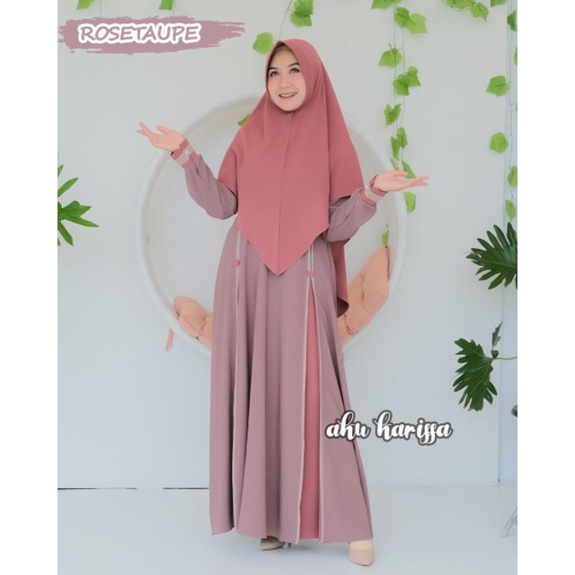 AMEENA Syar'i Ori By AKU KARISSA/Gamis Aku Karissa/Gamis Set Hijab-Rosetaupe