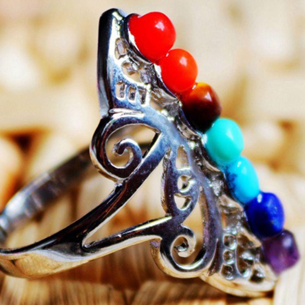 Cincin Permata Reiki TOP Fashion Perhiasan Adjustable Healing Hollow Stone