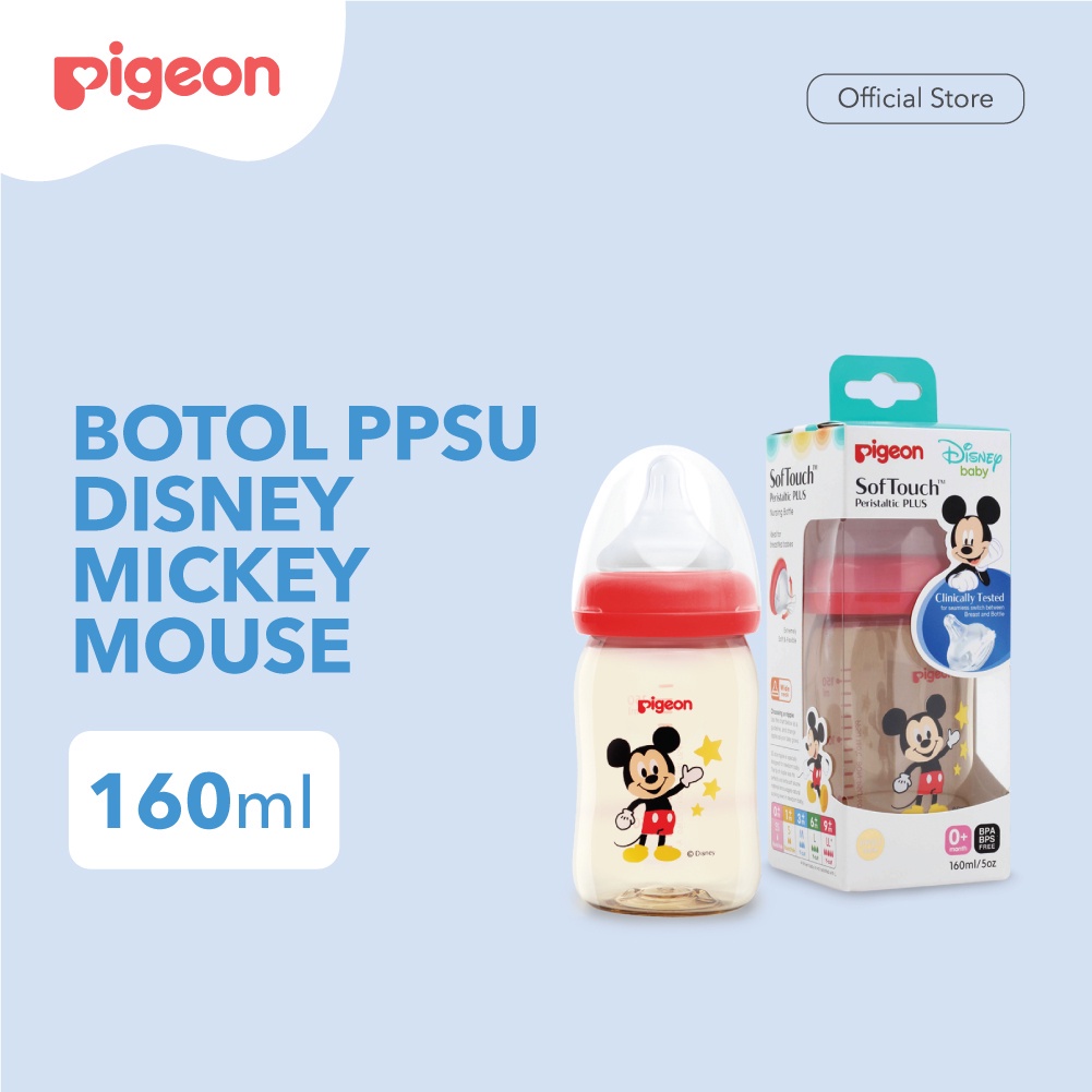 *FRAULEINCO* Pigeon - Mickey Edition PPSU Wide Neck Bottle 160ML ORIGINAL PIGEON 100%