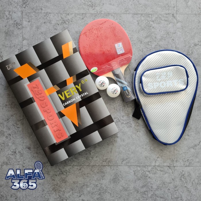 Bat Tenis Meja 729 Very 6 Star Carbon Crystal + Cover + 2 Bola - Bet