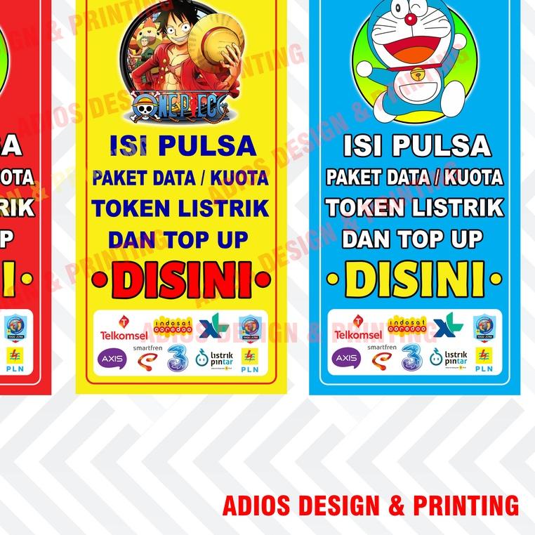 ✯ BANNER SPANDUK KONTER PULSA DAN KUOTA VARIASI GAMBAR KARTUN ☆