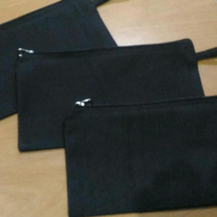 

Termurah!! (orl-1272) pouch gepeng/tempat pensil kanvas hitam