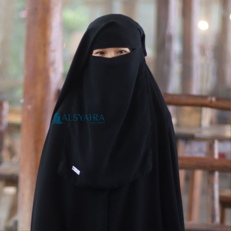 Alsyahra Exclusive Niqab Yaman Kids Sifon Jetblack / Niqab Yaman Anak