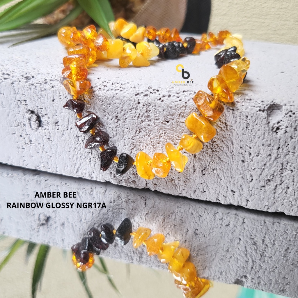 PROMO Termurah Kalung Amber Bayi Anak Premium Glossy Rainbow Nugget By Amber Bee