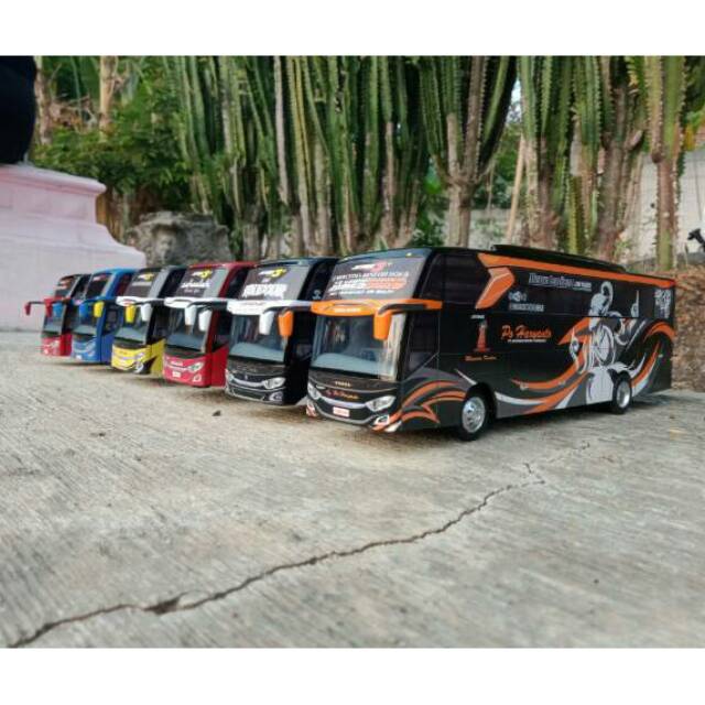 (Custom Livery Selendang Sticker) Miniatur Bus Murah Indonesia Jetbus SHD Full Interior Skala 1:43