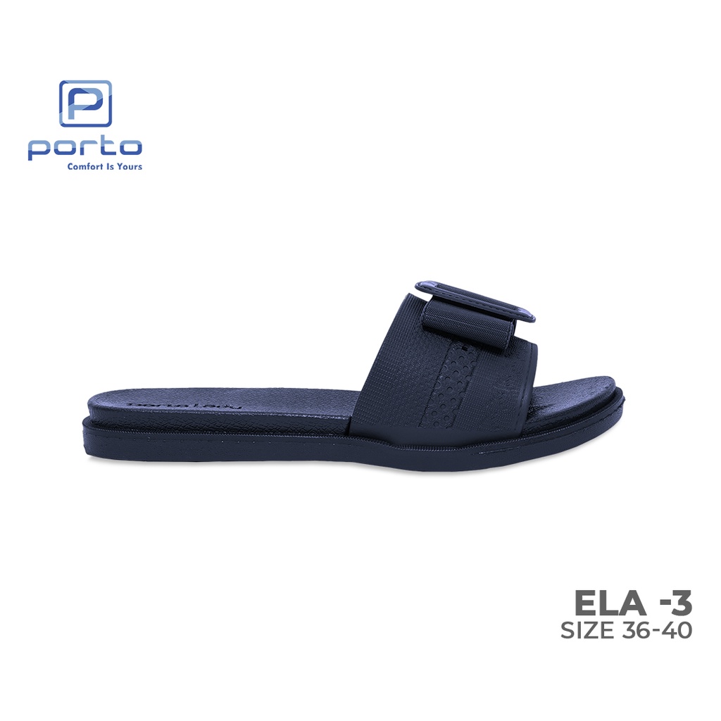 ELA-3 - Porto Leveling Sandal Wanita Selop Harian Pita Santai Cantik Casual Nyaman Empuk Porto Lady