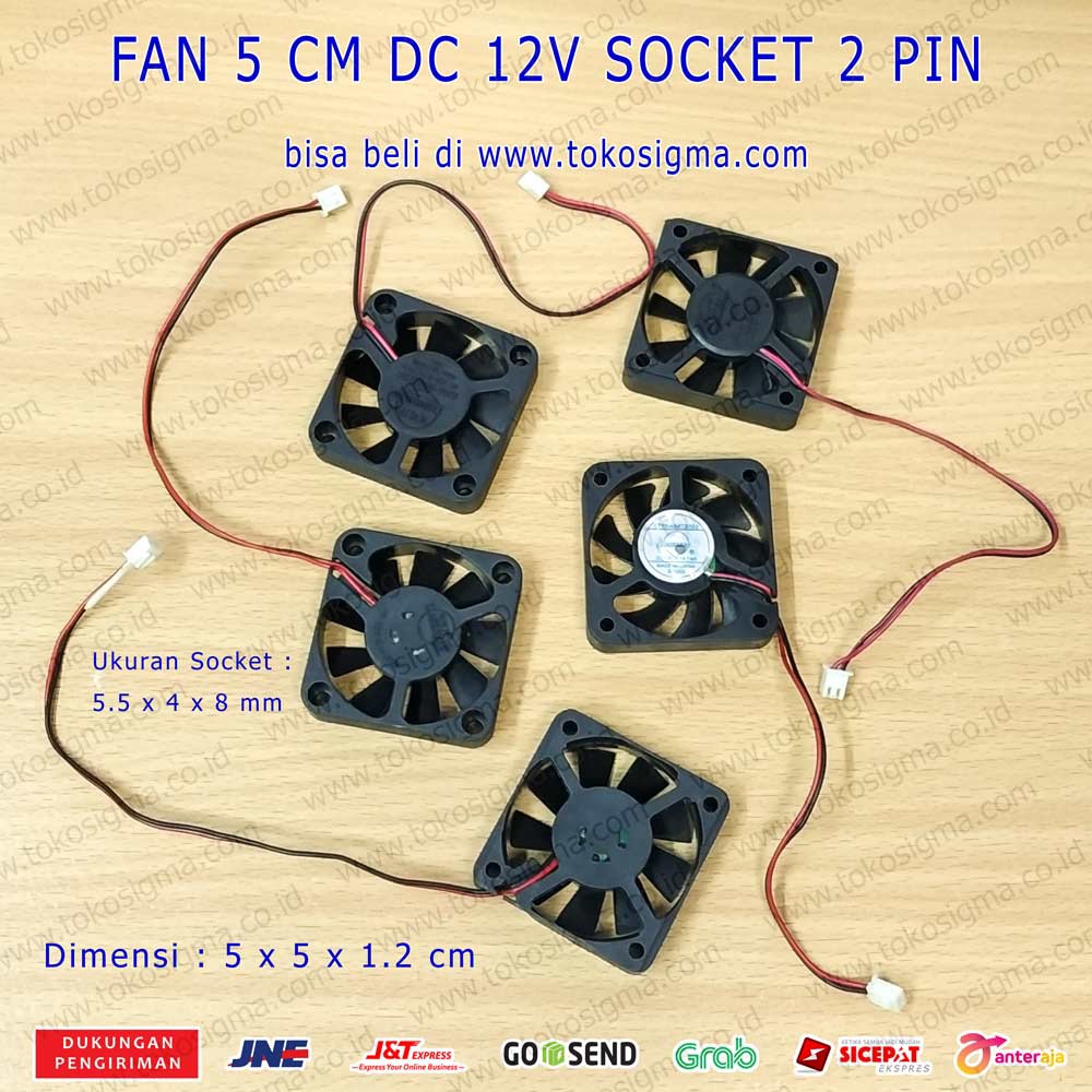 FAN VGA 5cm DC 12V Socket 2 PIN - KIPAS VGA 5 CM SOCKET DC 12 VOLT