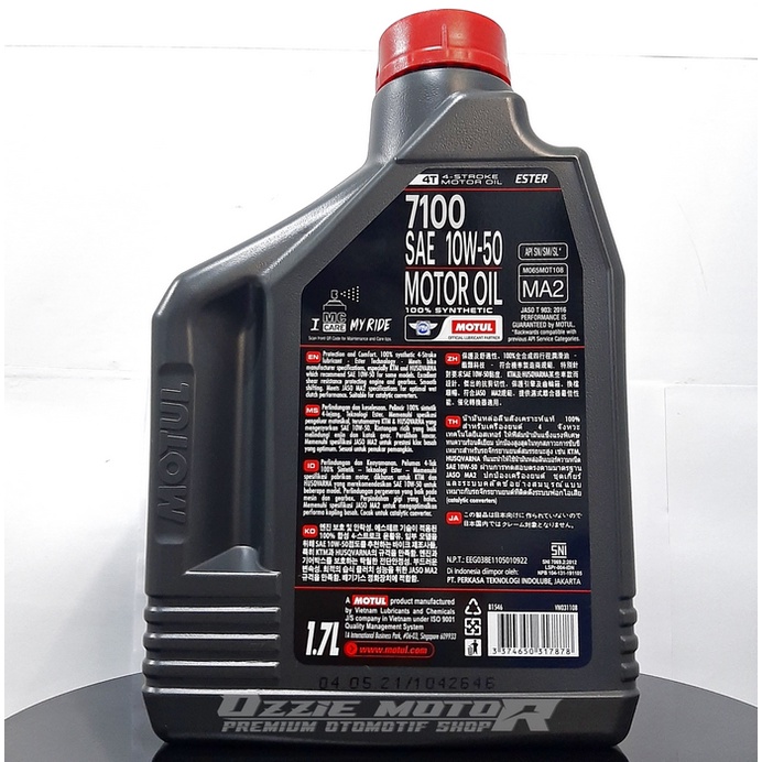 OLI MOTUL IMPORT 7100 4T 100% SYNTHETIC/ ESTER/10W50/1.7L/MA2/ORIGINAL