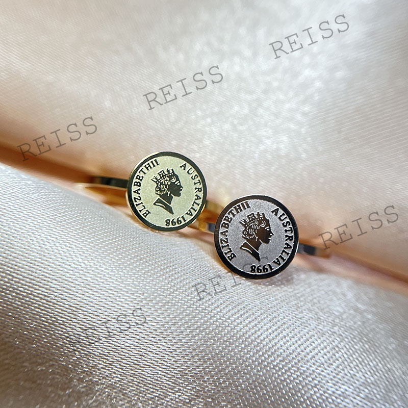 Cincin Set Titanium Wanita Anti Karat Fashion Korea Koin Bulat N30092100