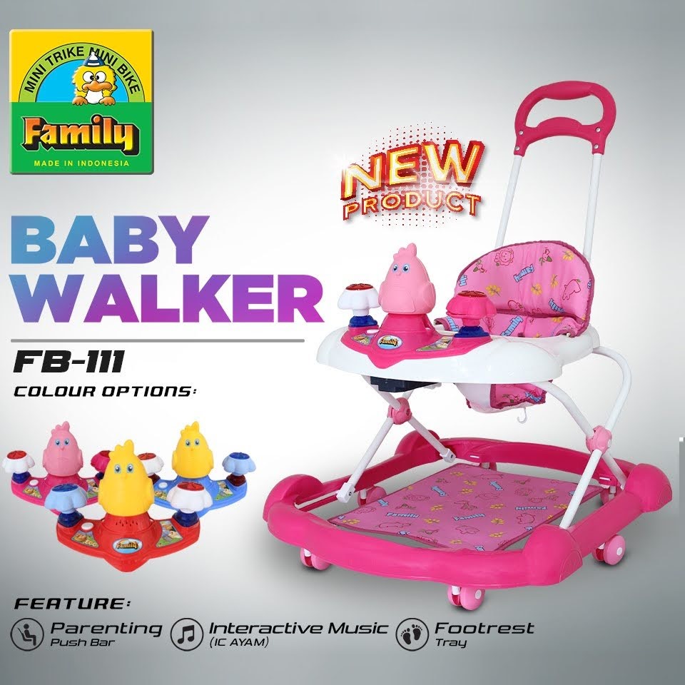 Family FB111 Rooster Detachable Music Toy 2 in 1 Baby Walker