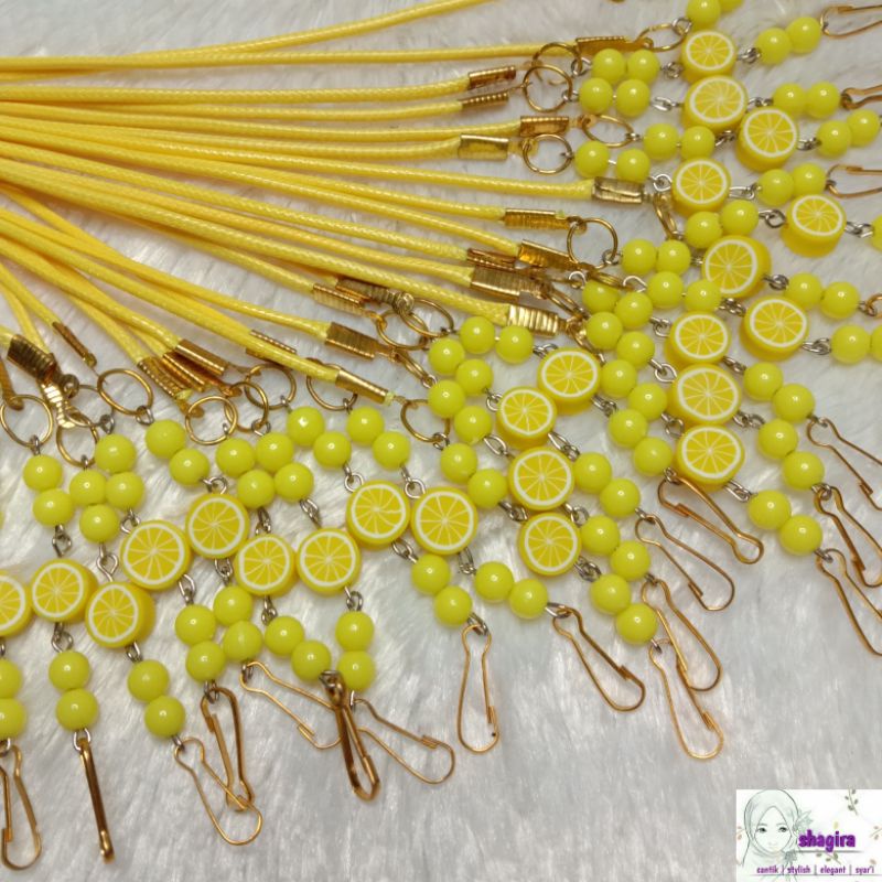 Strap masker hijab aesthetic konektor premium manik buah lemon handmade 2in1 connector mask by shagi