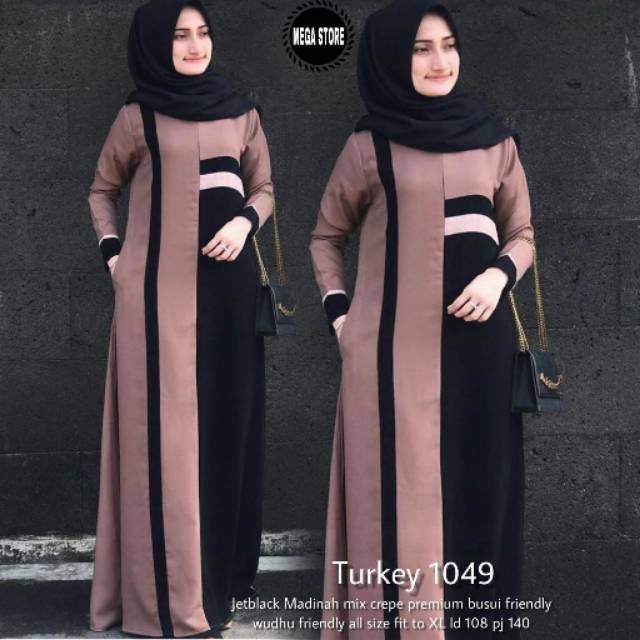 Gamis jetblack mix crepe turkey abaya busui wudhu friendly ori premium