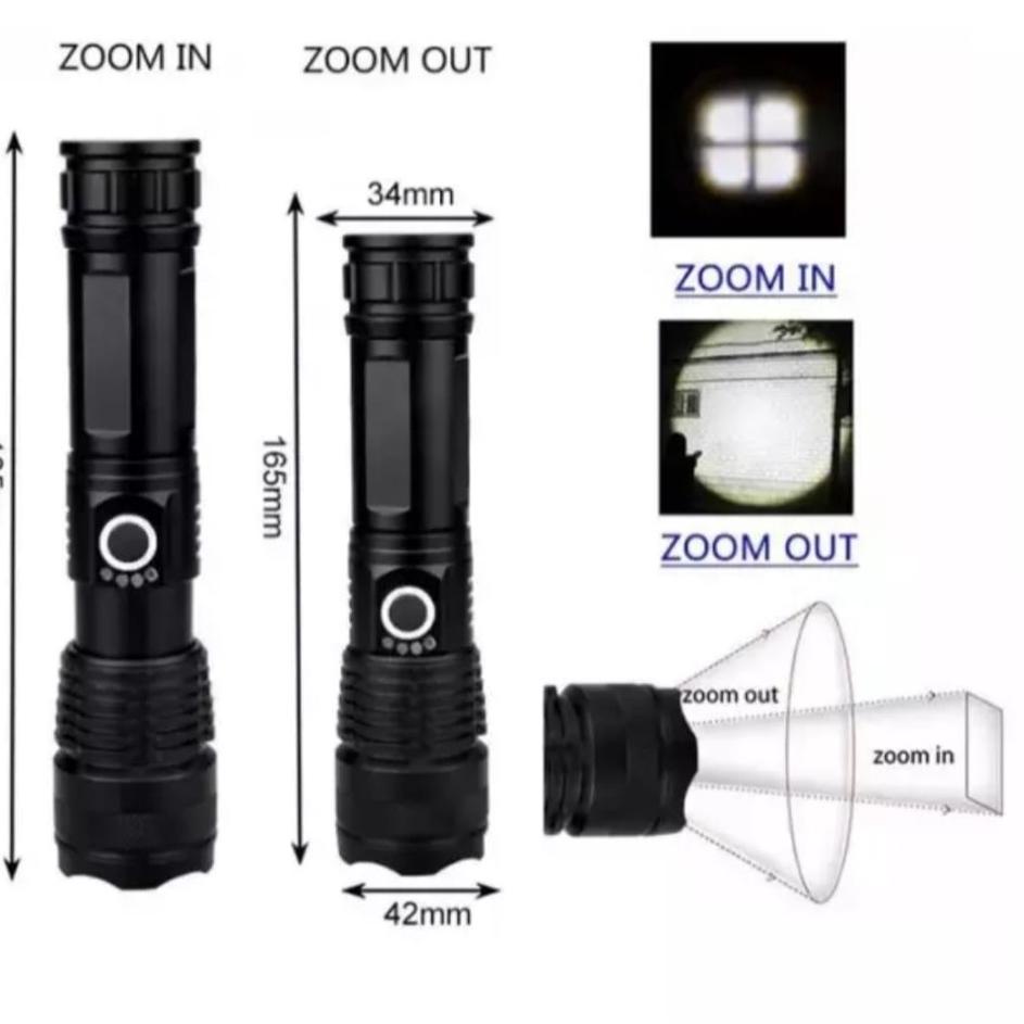 Paling Dicari.. Paket lengakap Senter LED Tactical 200000 Lumens Xhp 50.2 Lampu Berburu, Senter Pali