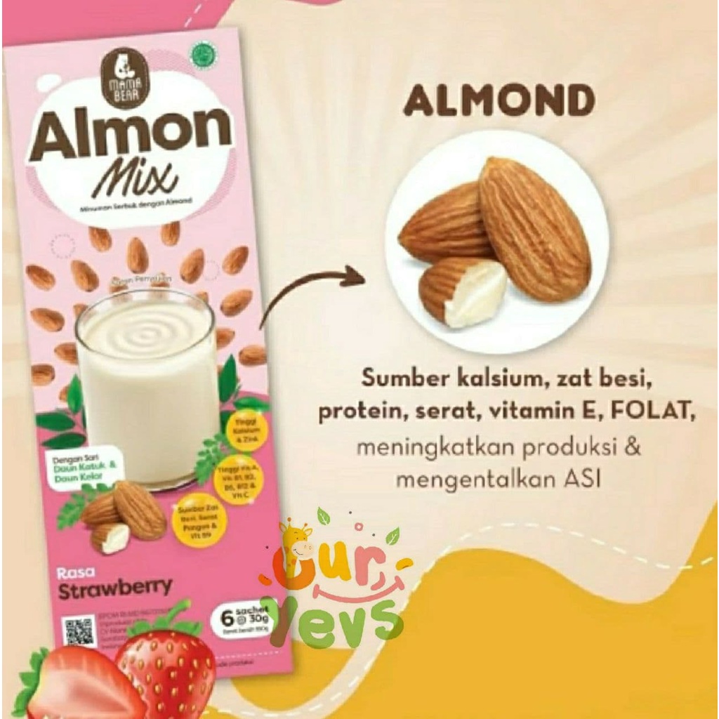 Mama Bear Almon Mix NEW FORMULA STRAWBERRY / Almonmix mamabear / mama bear almond/ ASI Booster / Pelancar ASI