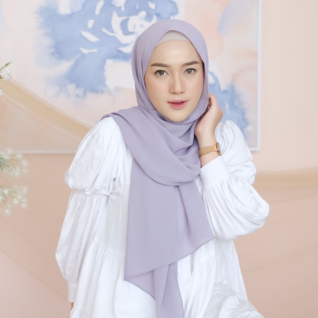 Lozy Hijab - Ilya Shawl ( Pashmina Ceruti )-Dove Grey