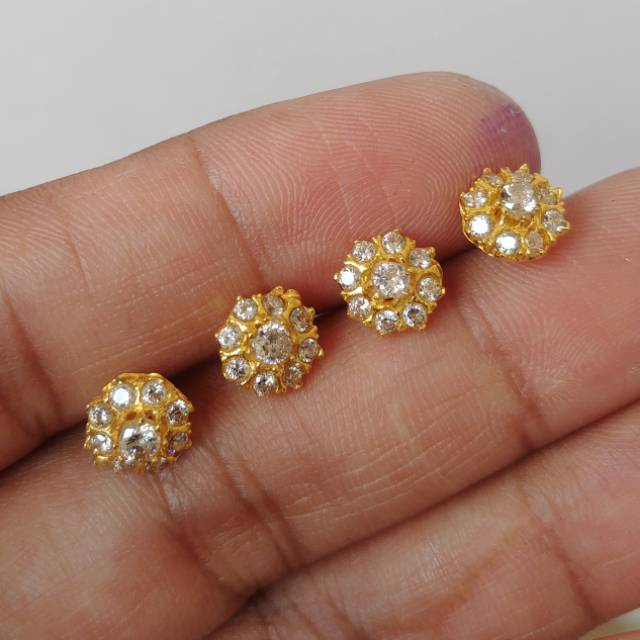 Giwang Permata Mini Lapis Emas 24k