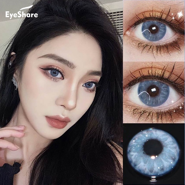 [✅COD] GEM PINK Sepasang Softlens / Kontak Lensa berwarna soflen ukuran 14.0mm-14.5mm kecil softlens mata korea normal minus (0.00) GEM BRILLIANT BLUE /harian color /Koleksi Lensa Kontak Alami