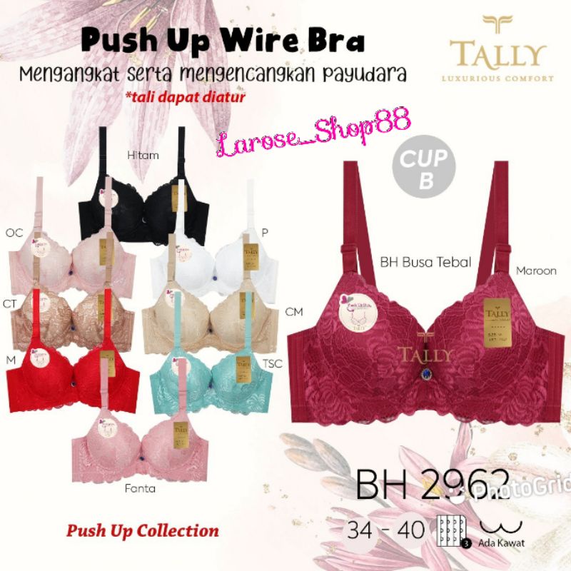 Bh Tally 2962 Busa Tebal | Push Up Bra Tally Pakai Kawat Sayap Lebar Kait 3