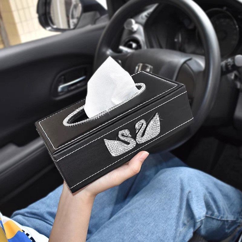 tempat tissue mobil dasbord kotak tissue mobil Crown Car Tissue Leather Box Kotak Tempat Tisu Kulit Dashboard Mobil Mahkota