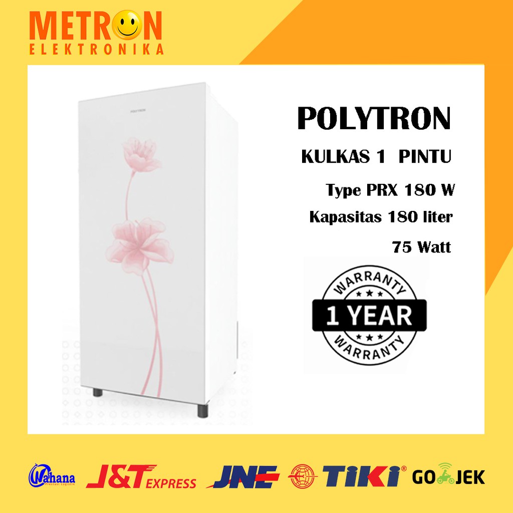 POLYTRON PRX 180 W WHITE METAL KULKAS 1 PINTU 180 LT LITER PRX180