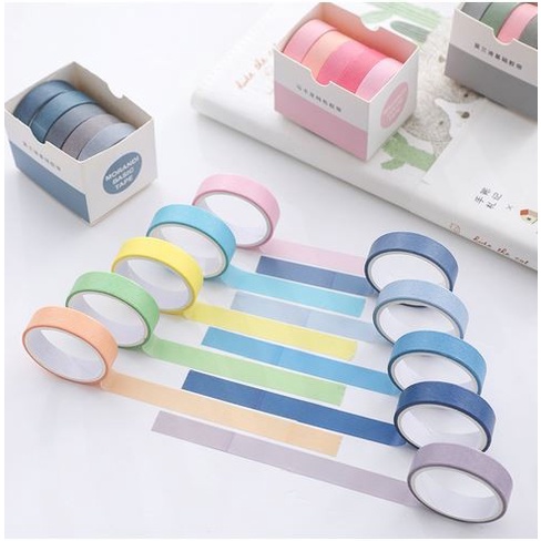 Japanese Washi Tape - Macaron Color And Basic Duct Series (5pcs)