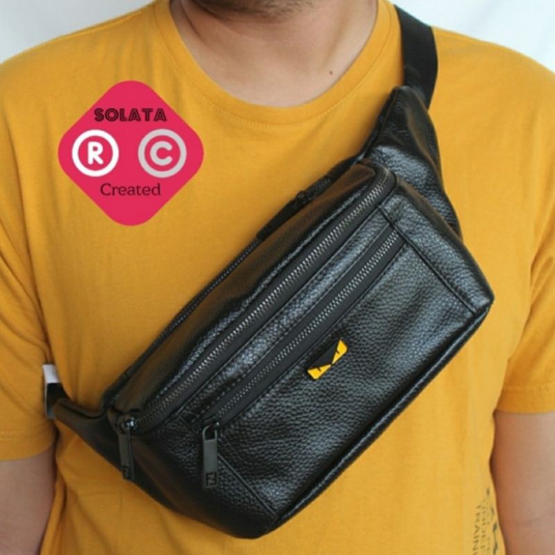 Tas Selempang pria / slingbag pria kulit asli / Waistbag kulit asli