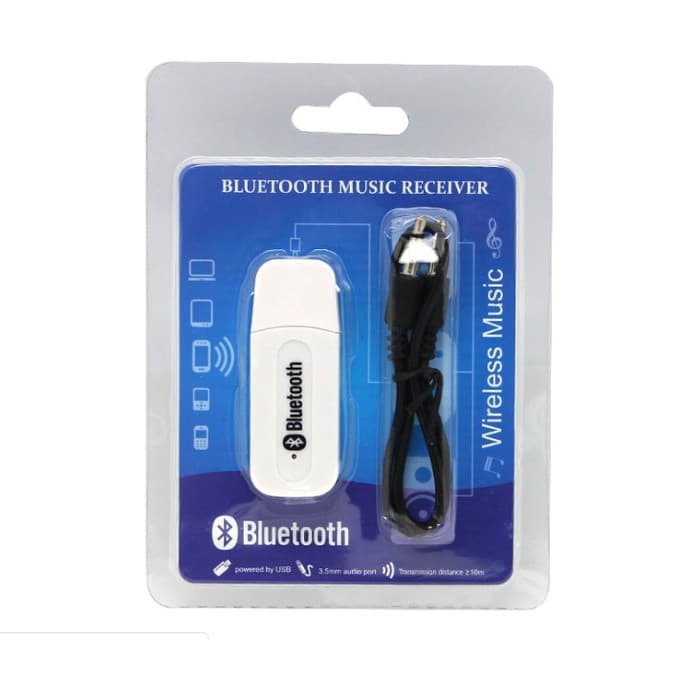 Bluetooth Music Receiver (packing biru) - 3.5mm Stereo USB HP
