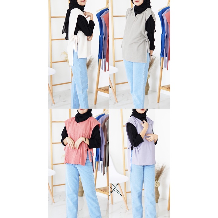 Vest Knit Delmi Rompi Rajut V Neck Premium