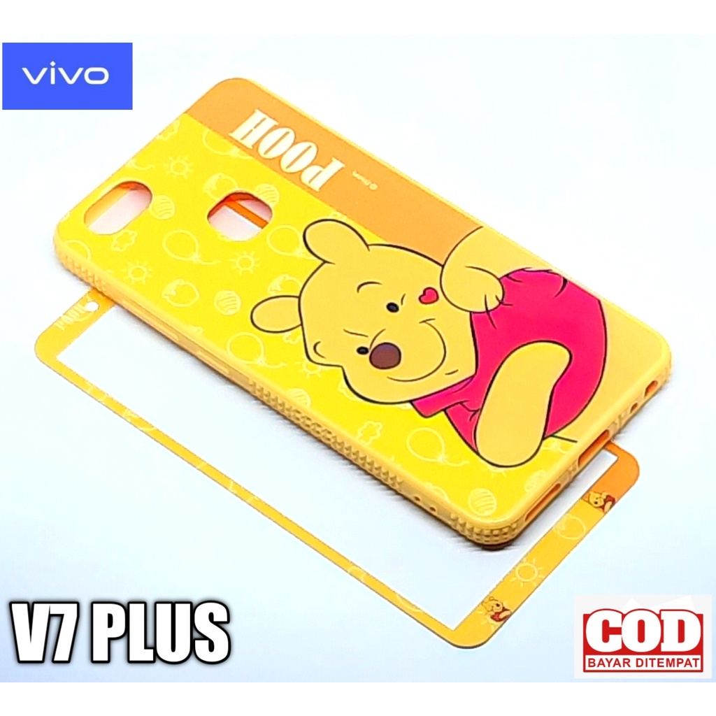 Casing Hp Vivo V7 Plus Softcase Oil Carachter + Tempered Glass