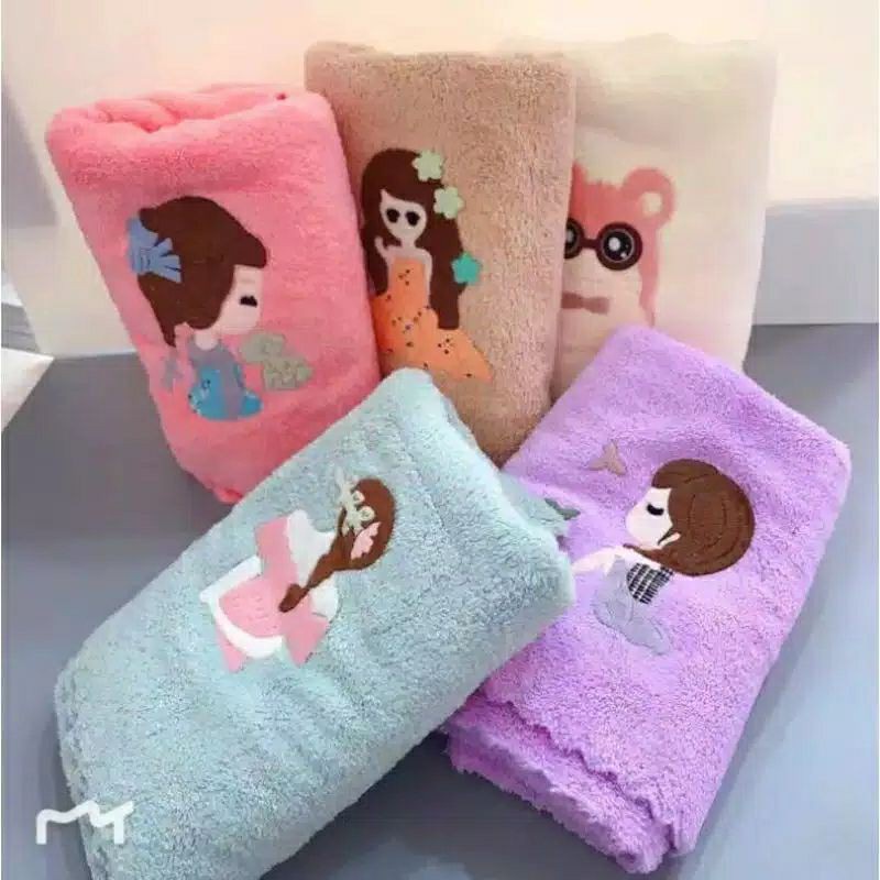 Handuk Muka Microfiber Bulu Motif Handuk Muka Daya Serap Air Tinggi 35x75cm Handuk Anak import murah