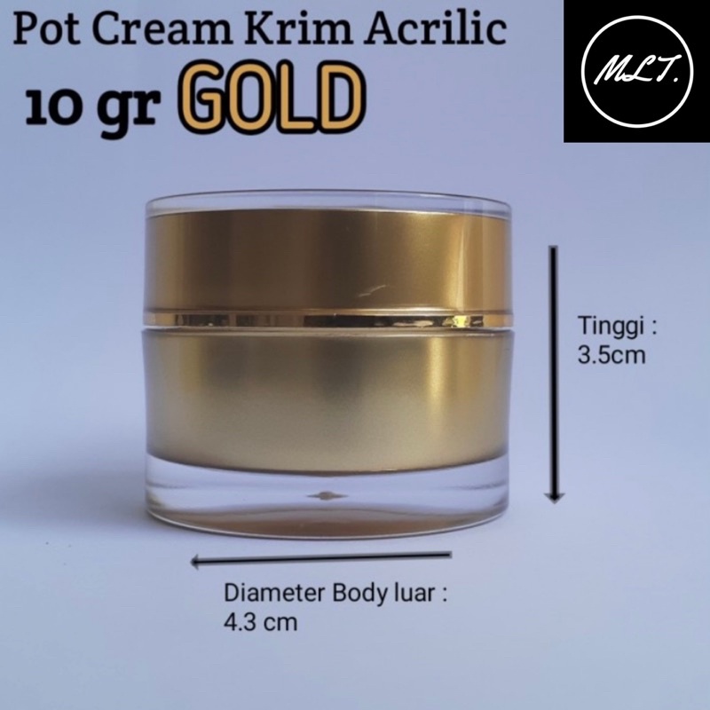 POT CREAM 10GR ACRYLIC / POT AKRILIK IMPOR 10 GRAM GOLD / SILVER / PINK / PUTIH MUTIARA LIS GOLD LIS SILVER / merah mutiara / PING LIST GOLD 10GRAM ACRYLIC