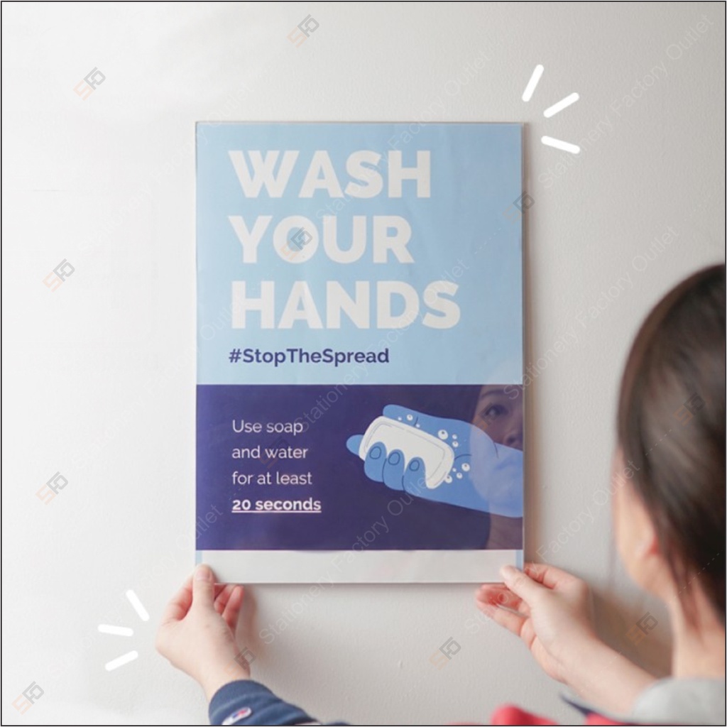 

Tempat Brosur Akrilik Tempel A4 - Tent Card Holder Acrylic Display - Tidak Termasuk Double Tape