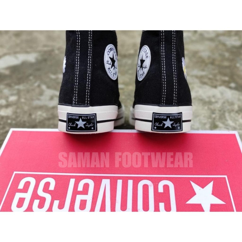 ( PREMIUM ) Sepatu Convs 70s CT Peace Minus One BUNGA High Low Black Egret Flower BNIB-6