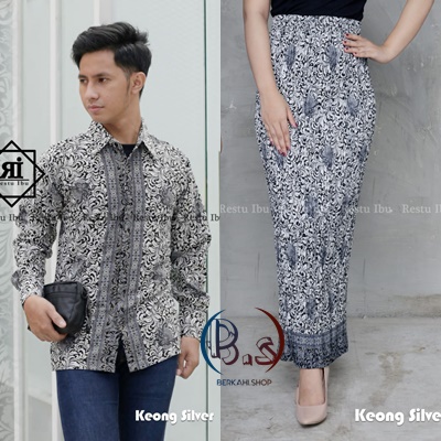 BATIK COUPLE / BAJU BATIK COUPLE / BATIK SET / SETELAN COUPLE ROK PLISKET / ROK PLISKET COUPLE KAMEJA BATIK / COUPLE MURAH / ROK PLISKET COUPLE LENGAN PANJANG / ROK BATIK PLISKET COUPLE/ MOTIF KEONG SILVER