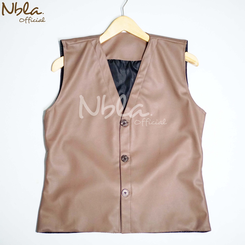 Rompi Vest Luaran Wanita Bahan Kulit Sintetis Vest Korea Wanita  Vest Wanita Semi Kulit