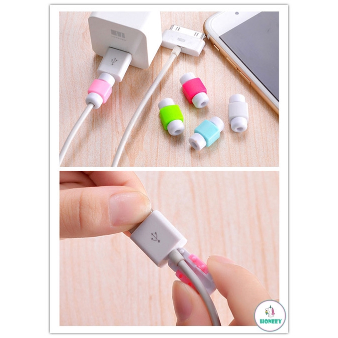 Cable Bite 4pc Pelindung Kabel Data / Charger USB Untuk IPhone / Samsung