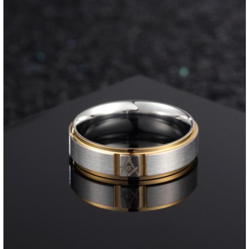 Cincin Bahan Metal Desain Ukiran Freemason Gaya Klasiksimplecasual Untuk Priawanita