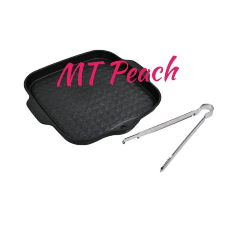 KRISCHEF WAJAN PEMANGGANG W/STAINLESS TONGS 32CM SQUARE GRILL PAN