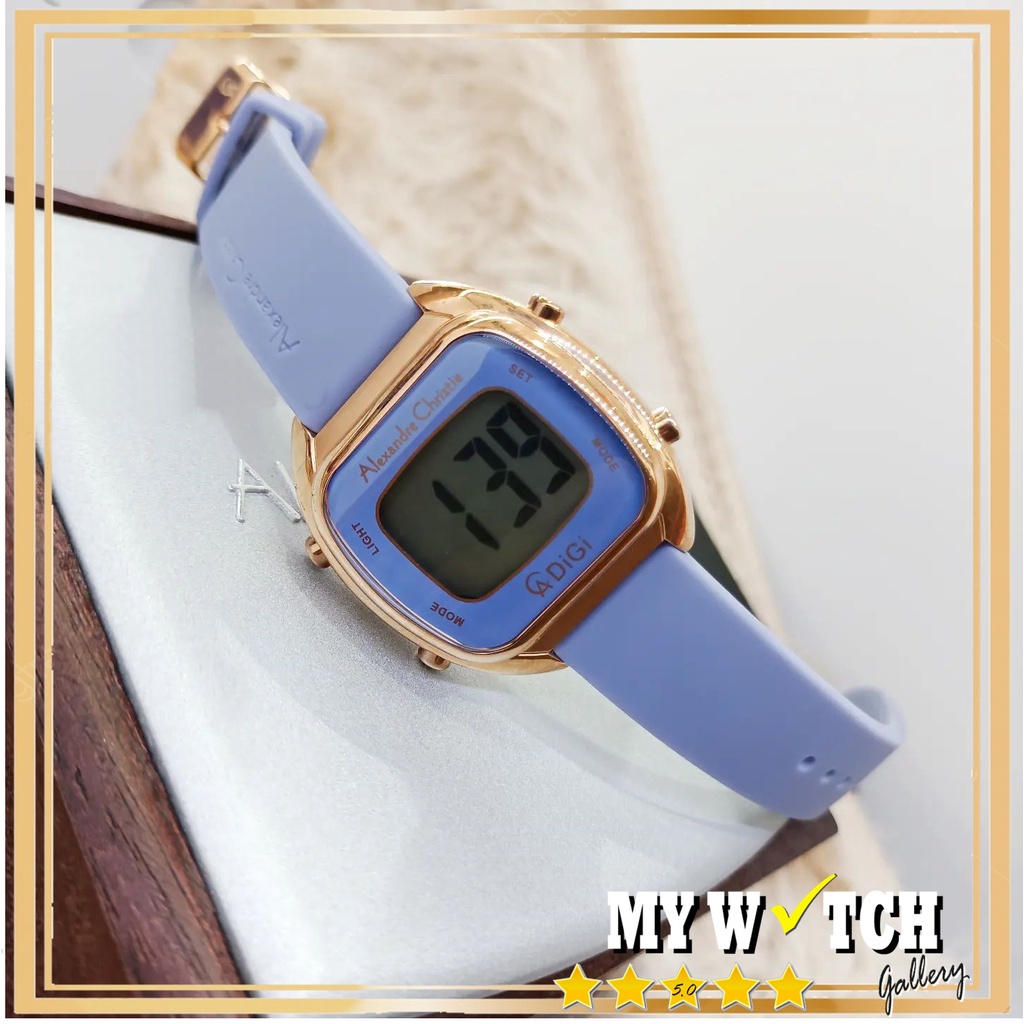 Jam Tangan Alexandre Christie AC 9335 BF Wanita Digital Rubber Strap Original Diameter 3,7 cm