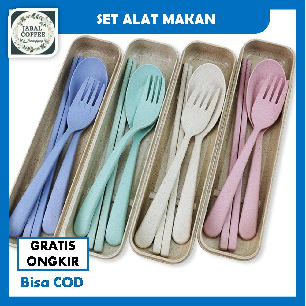 Sendok Garpu Sumpit Portable Set / Sendok Makan Jerami Set Portable Travelling / Alat Makan SetJ138