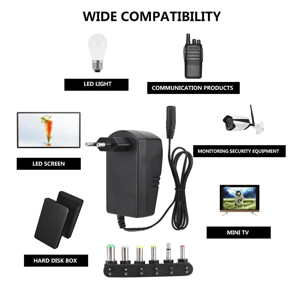 SY668 - Universal Adjustable AC Adapter Converter 3A 30W with 6 Tips - Adaptor Charger Universal