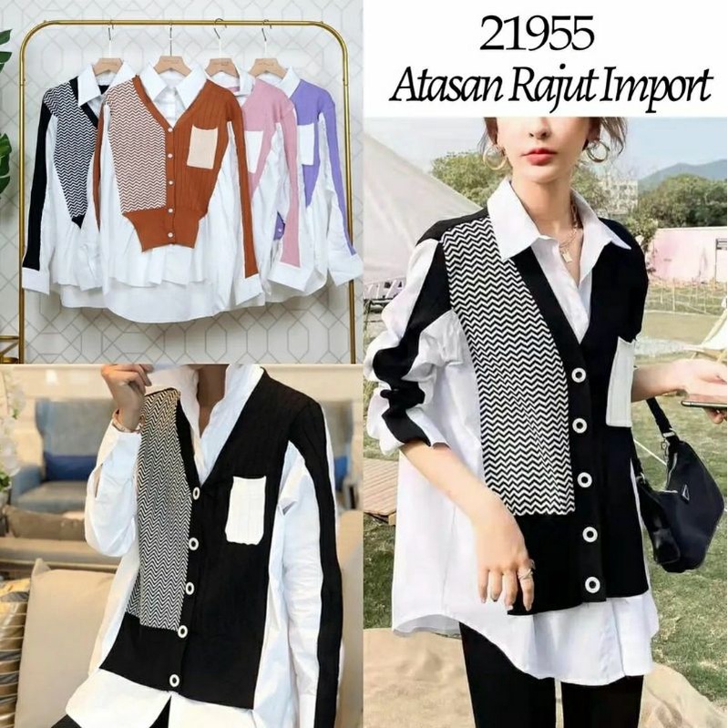 Kemeja Katun Mix Rajut Nagita Hits Selebgram by VNS