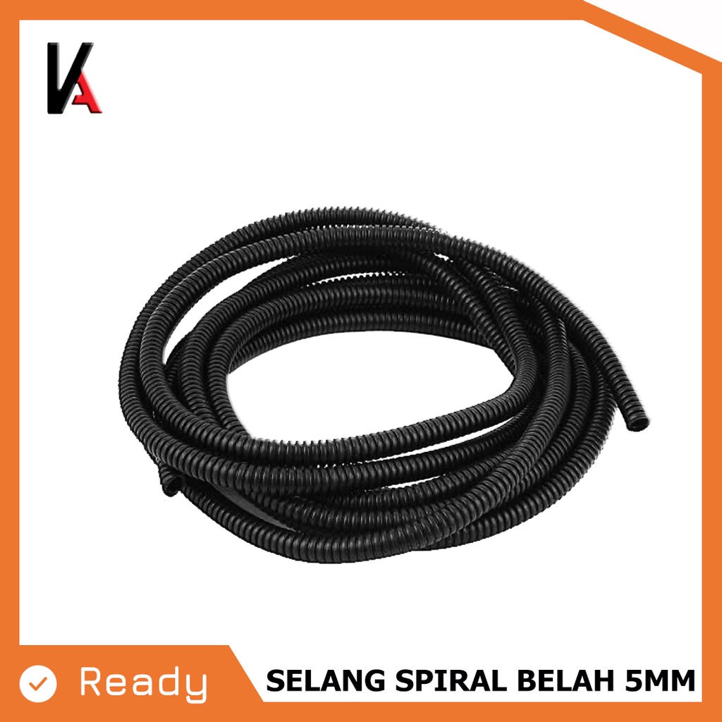 SELANG KABEL SPIRAL HITAM 5MM X 200 METER MODEL BELAH UNIVERSAL