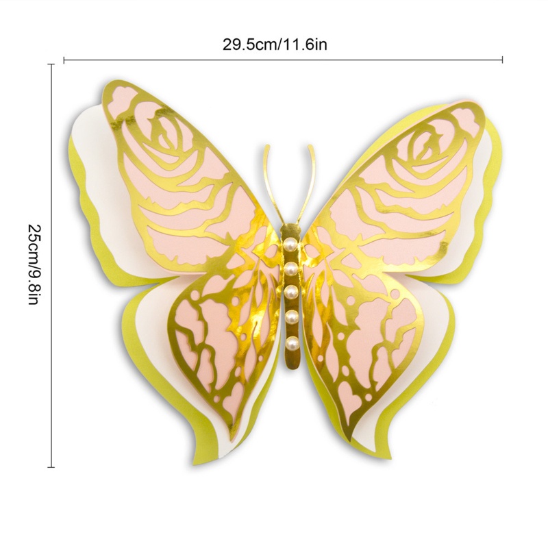 Stiker Dinding Decal Desain Butterfly 3D Glitter Untuk Ruang Kelas Anak