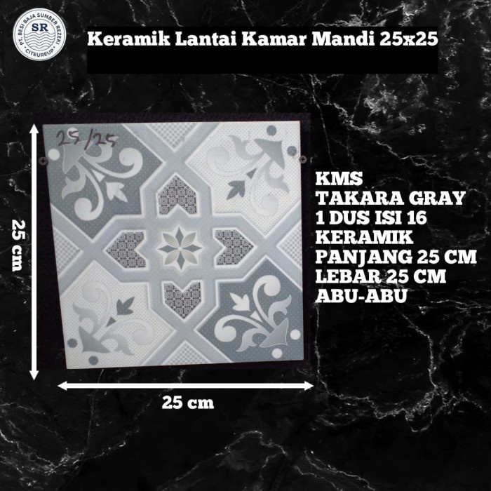Keramik Lantai Kamar Mandi 25X25 Takara Gray/ Keramik Kasar